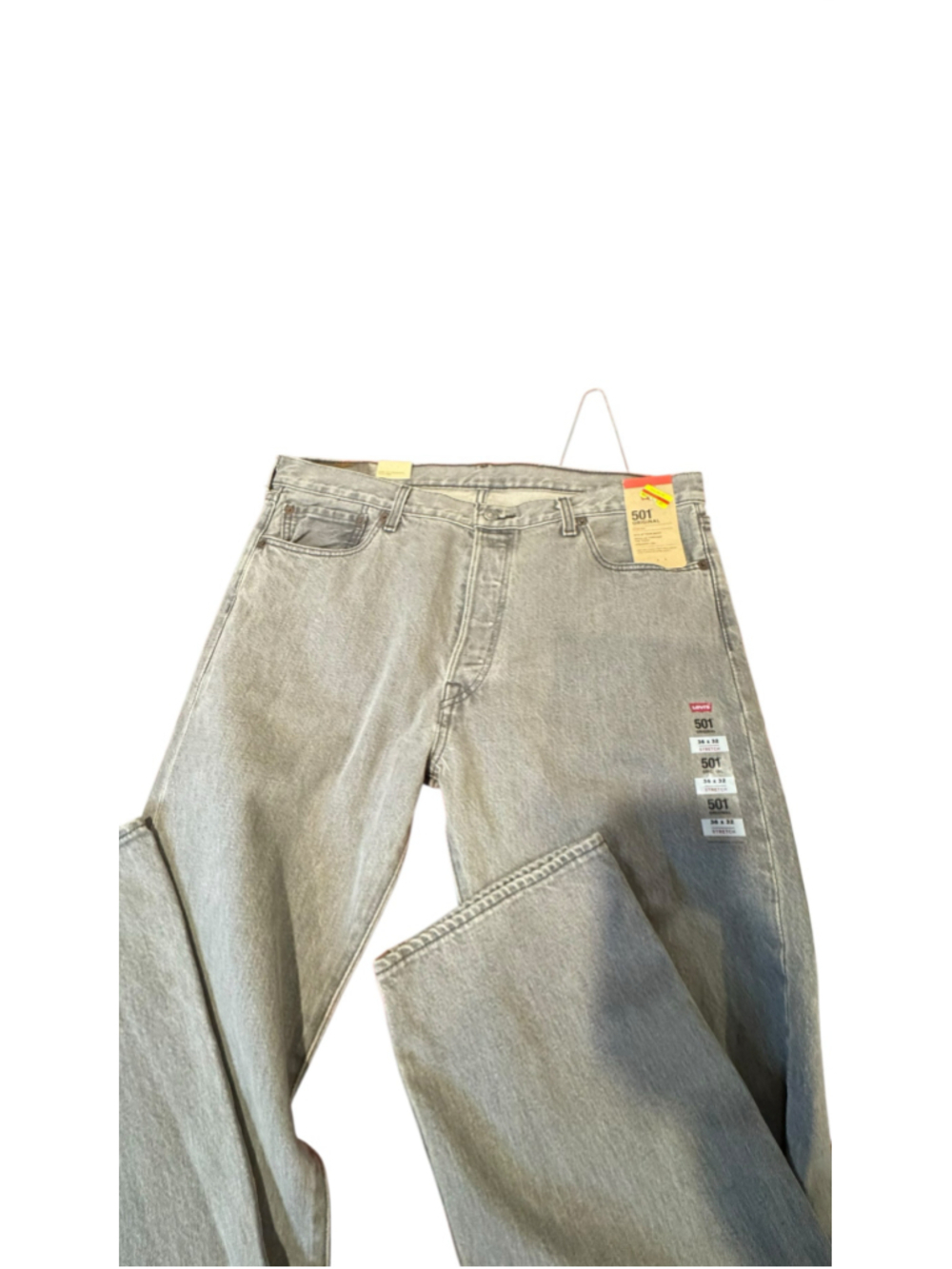 Men's Levi's 501 Original Fit Jeans Grey Waist 36 x 32 - Picture 2 of 5